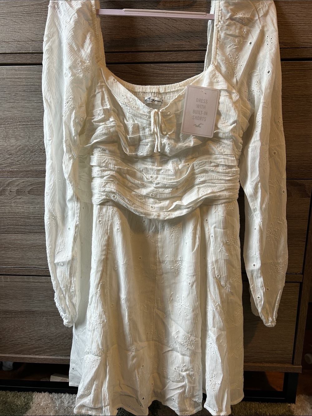 Hollister Eyelet Long Sleeve Mini Dress